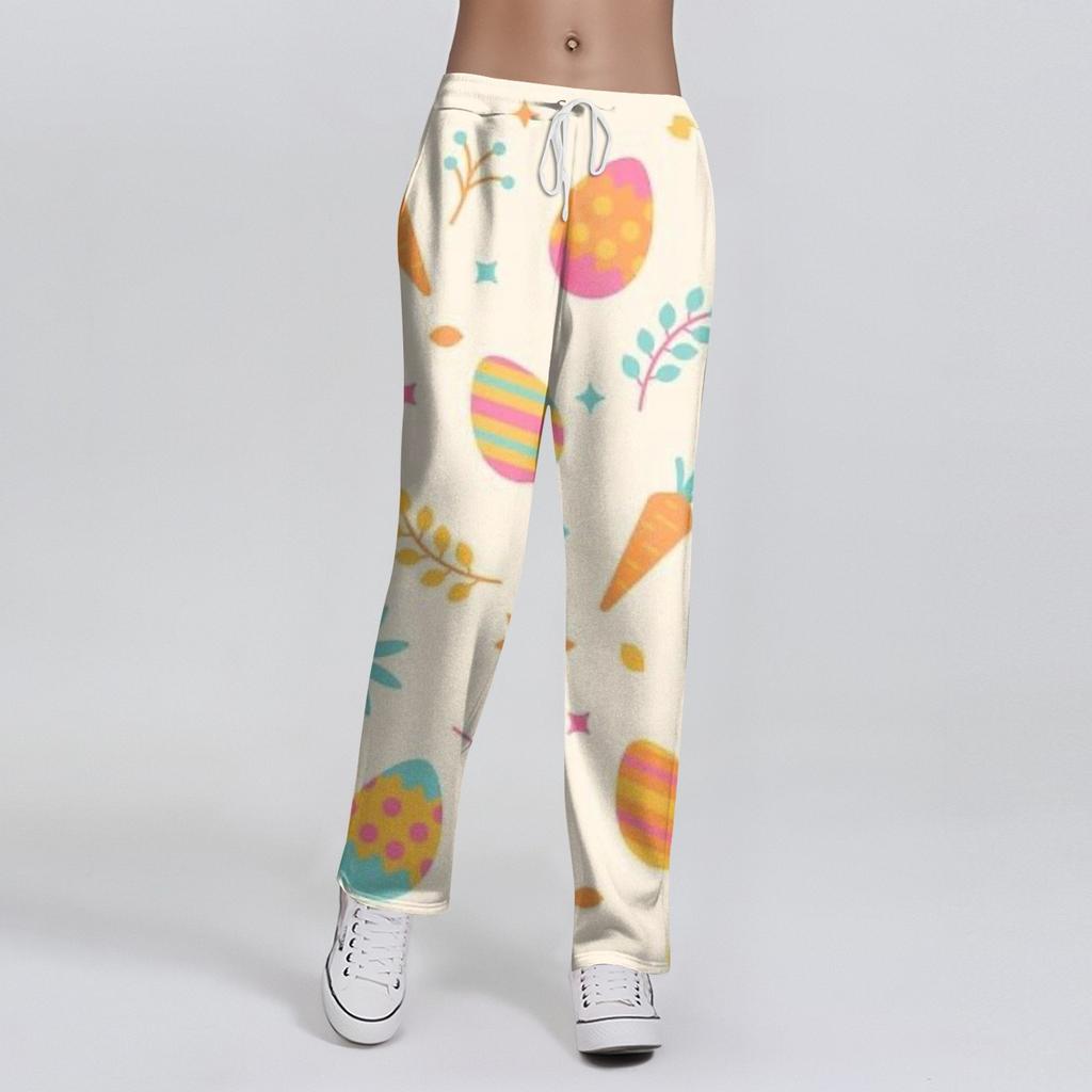 Женские модные свободные повседневные брюки с пасхальным принтом