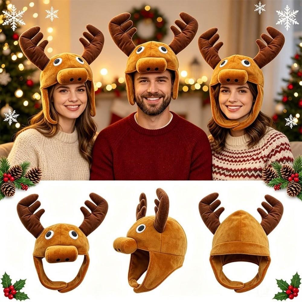 Plush Animal Headwear Ear Flap Party Costume Hat Funny Christmas Hat Christmas Party Wear