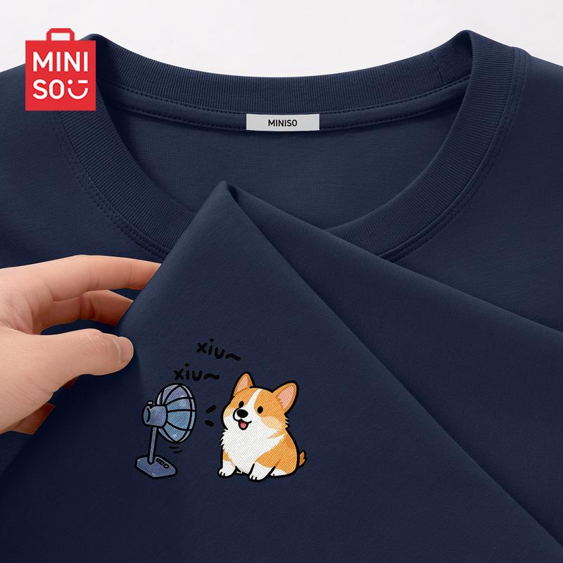 MINISO Мужская повседневная футболка с коротким рукавом из чистого хлопка