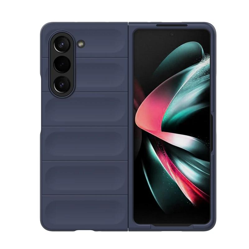 Для Samsung Galaxy Z Fold5 4 3 5g Задняя крышка Чехол для телефона Мягкий Жидкий Силикон Противоударный Бронезащитный Чехол Funda Coque