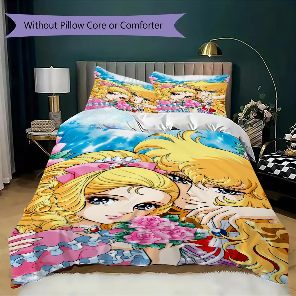 Versailles Rose Love Pattern Bedding uilt Set uilt Cover Pillowcase Home Decoration Birthday Gift (1 * duvet cover + 2 * pillowcase without core)240