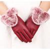 Warm Gloves for Women PU Leather Cold Proof Plus Velvet Thickened Rabbit Fur Mouth Outdoor Riding Cold Protection Autumn and Winter Gloves