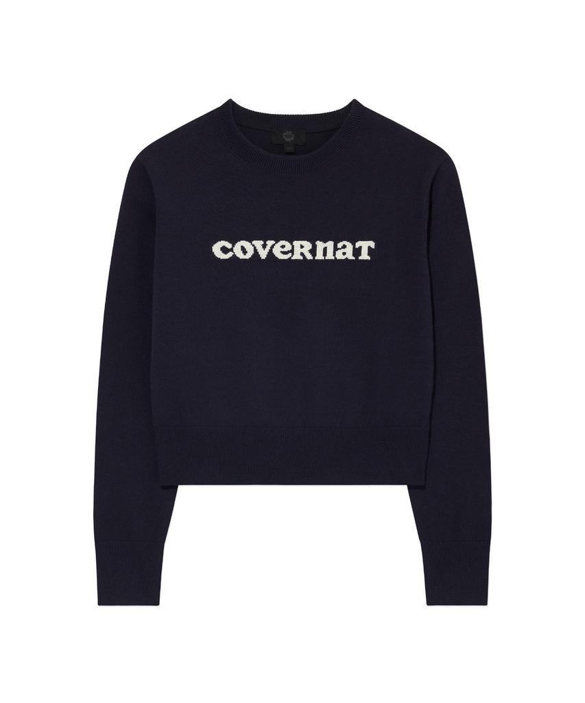COVERNAT WOMAN Cooper Logo Round Neck Knit Navy