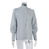 Women Shirt Long Sleeve Stand-Up Collar Regular Fit Casual Shirt Buttons Half Placket Pure Color Office Lady