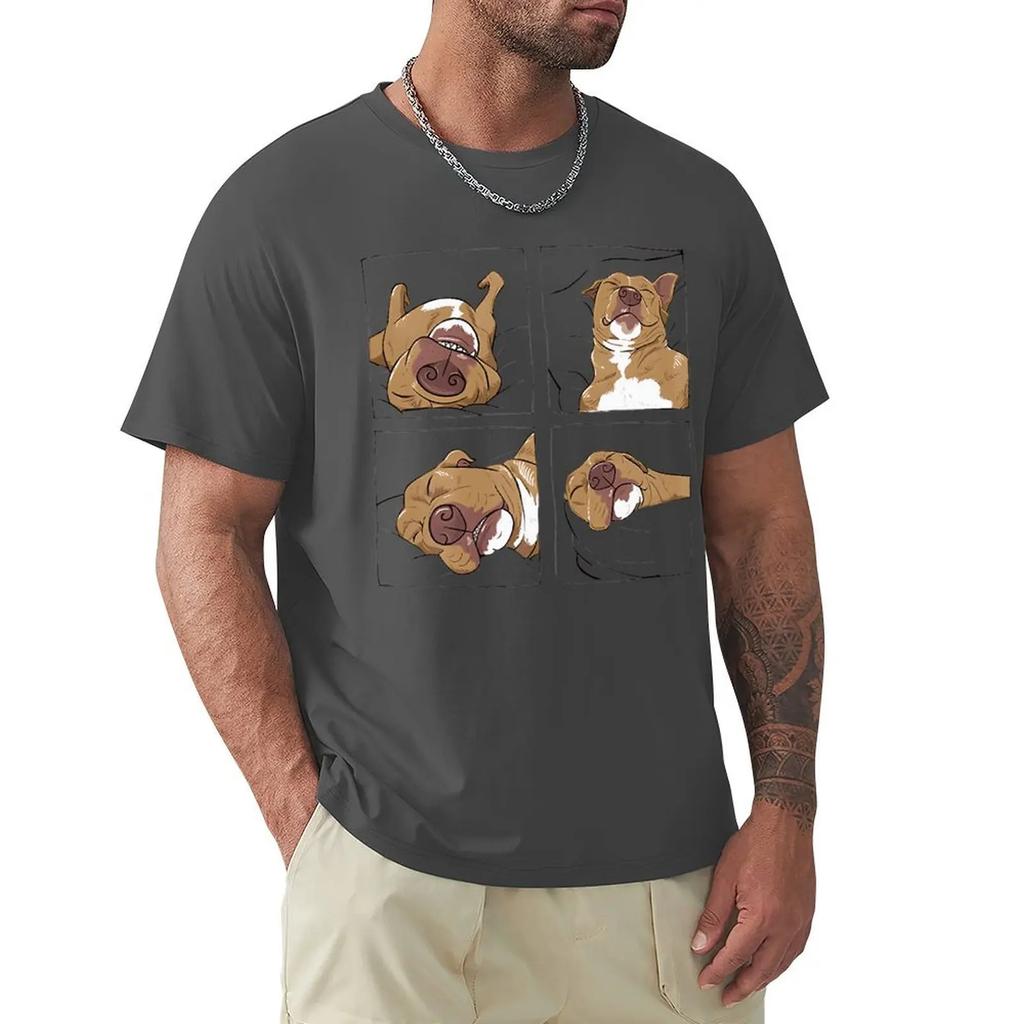 Funny Pitbull Lazy Gift For Dog Love Unisex T Shirts Graphic Cotton Streetwear Short Sleeve Birthday Gifts Vintage Style T-shirt