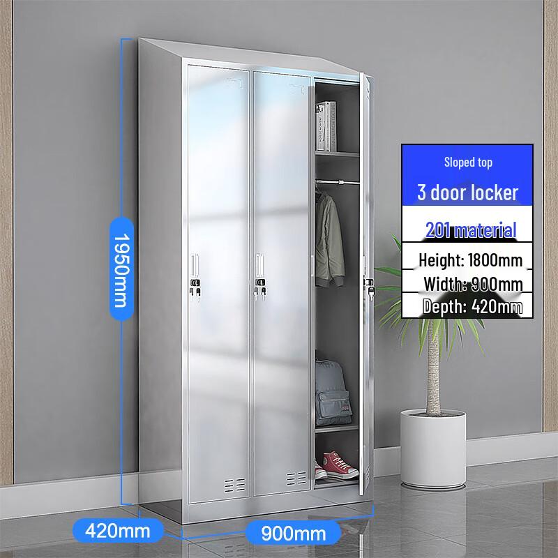 Hygiene-Grade 24-Door Stainless Steel Locker with Sloped Top