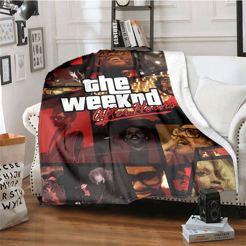 The customizable T-The Weeknd flannel soft blanket is suitable for home, bedroom, bed, sofa, travel, and children's use.