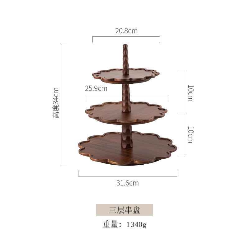 Деревянная десертная кофейная тарелка для торта, японский поднос из массива дерева, высокий уровень внешнего вида, кружевная бытовая фруктовая тарелка для праздника