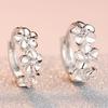 925 Silver Needle New Women's Crystal Zircon Earring Flower Type Three Five-leaf Flower Earring Charm Engagement Wedding Jewelry