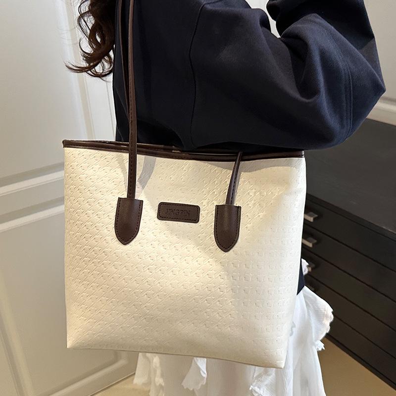 Новая летняя модная сумка-тоут большой емкости, контрастная повседневная сумка через плечо, универсальная сумка для покупок