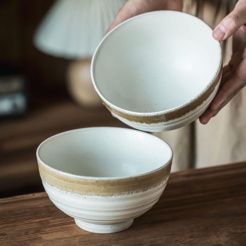 Creative Ceramic Splicing Bowl High Value Retro Fruit Bowl Home Daily Round Rice Bowl Breakfast Porridge Soup Bowl