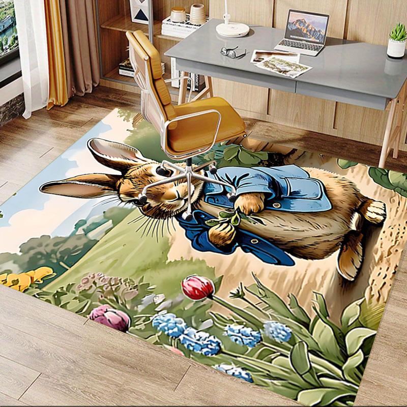 1PC rabbit garden Non-Slip Floor Carpet Compatible for Office&Living Room&Bedroom&Dining room - Flat - Weave Machine-S0383