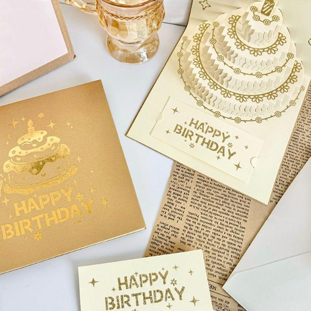 Креативная раскладная 3D открытка на день рождения с конвертом, открытка, открытка «С днем рождения», подарочная открытка ручной работы, товары для вечеринки