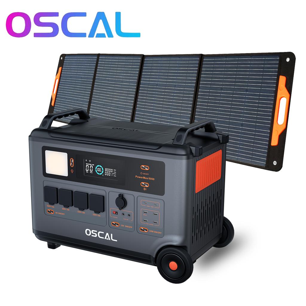 Oscal PowerMax 6000 Портативная электростанция 6000 Вт 3600 Втч LiFePO4 Расширяемый солнечный генератор с 4 розетками переменного тока