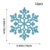 12 Pcs Pink Glitter Plastic Snowflake Ornaments 10cm Hollow Christmas Tree Hanging Decorations For Holiday Party Festival Supplies