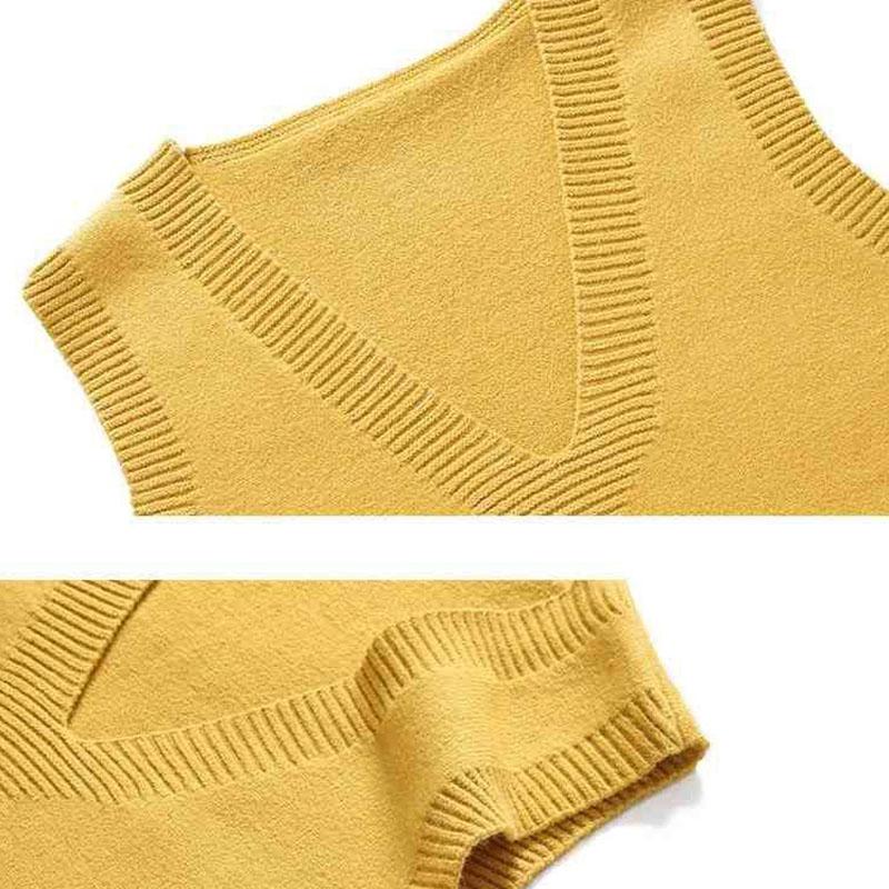 Sweater Vest Women Y2k Hem Fringed Crop Knit Vest Women Vintage Top Loose Pullover Jumper V-neck Solid Waistcoat Spring Autumn