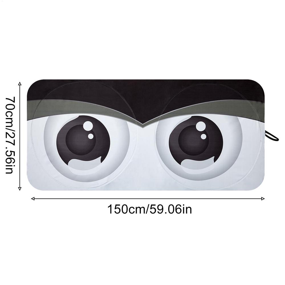 Funny Big Eye Foldable Thickened Car Windshield Sun Shade Window Sun Screen for Sedan SUV Pickup RV Van Trailer Vehicle InteriorWindshield Sunshades