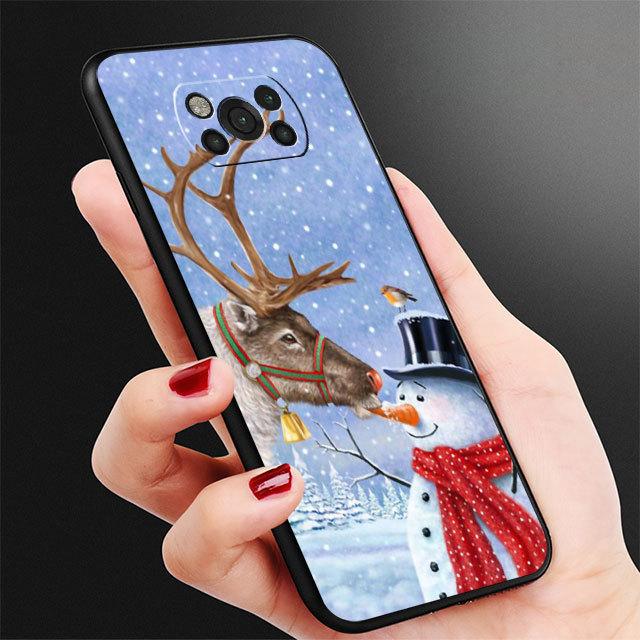 Черный чехол из ТПУ для Samsung Galaxy M31 M12 M32 5g M22 M51 M33 M52 M23 M13 M30s M01 M53 M62 M11 с Рождеством Снеговик Капа