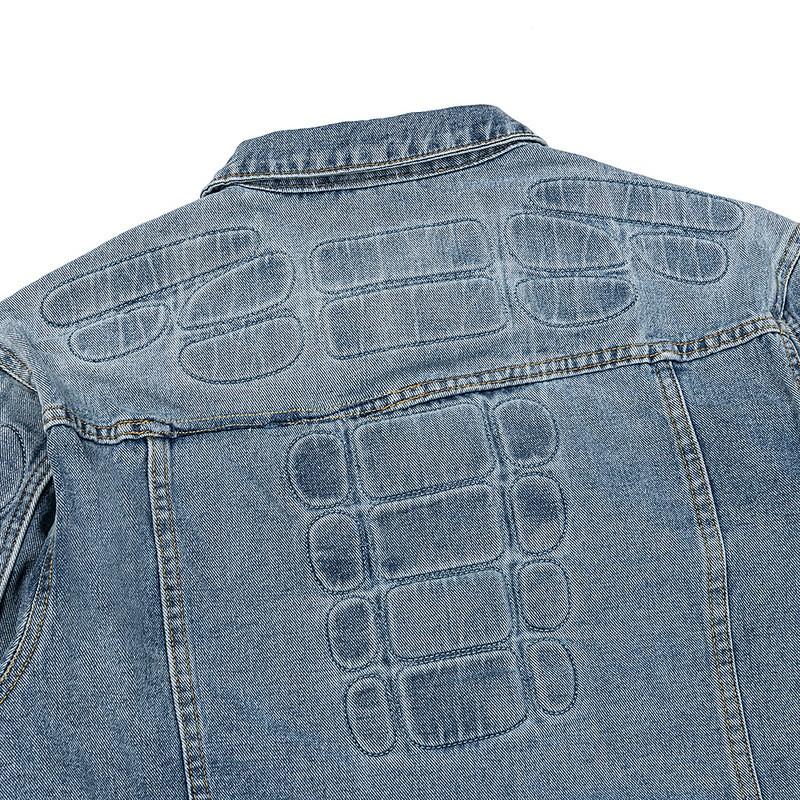 Mens Loose Fit Denim Jacket Streetwear Style Solid Color Long Sleeve Casual Outerwear