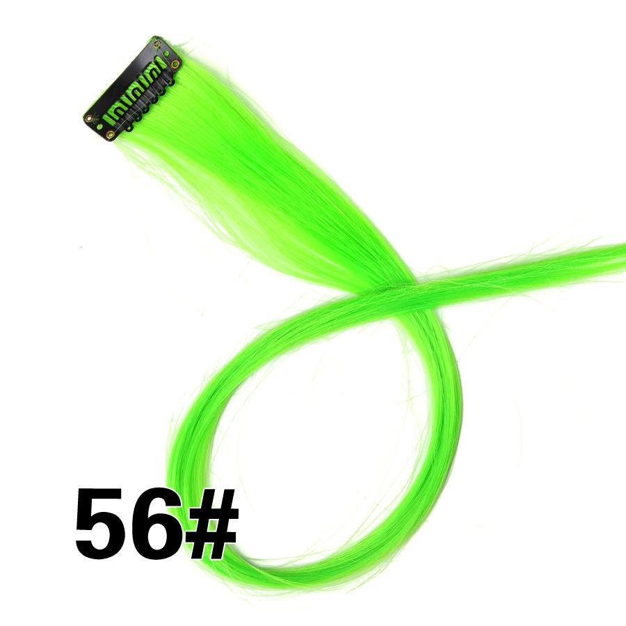 Clip In One Pieces Hair Extensions Straight Ombre Purple Blue Pink Extension Hair Women Synthetic False Fake Hair