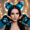 Ear Headband Gloves and Tail Set - 3 Piece Party Costume Accessory for Women