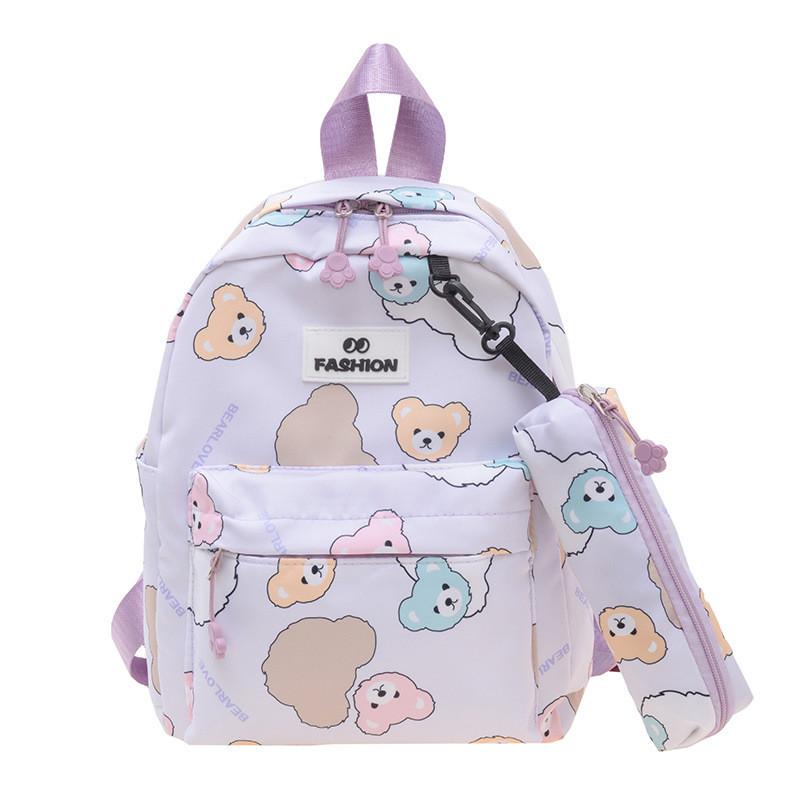 Cartoon Bear Polyester Kids Backpack With Lightweight Design For School