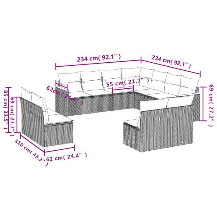 VidaXL Salon de Jardin avec Coussins 11 pcs, Canapés de Terrasse, Ensemble de Meubles de Patio, Mobilier d'Extérieur, 3226087
