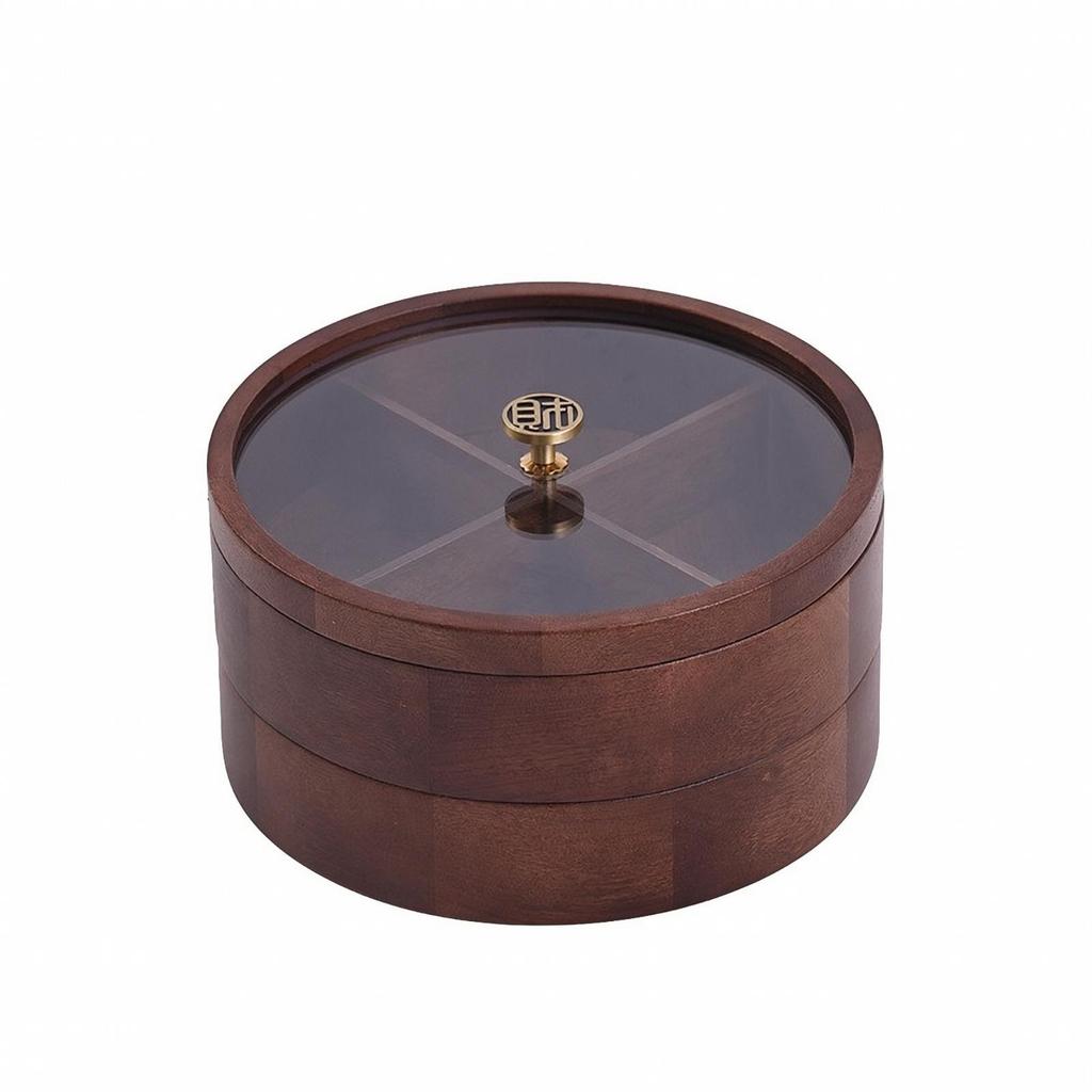 Round Nut Storage Box with Transparent Lid Compact for Tea Time