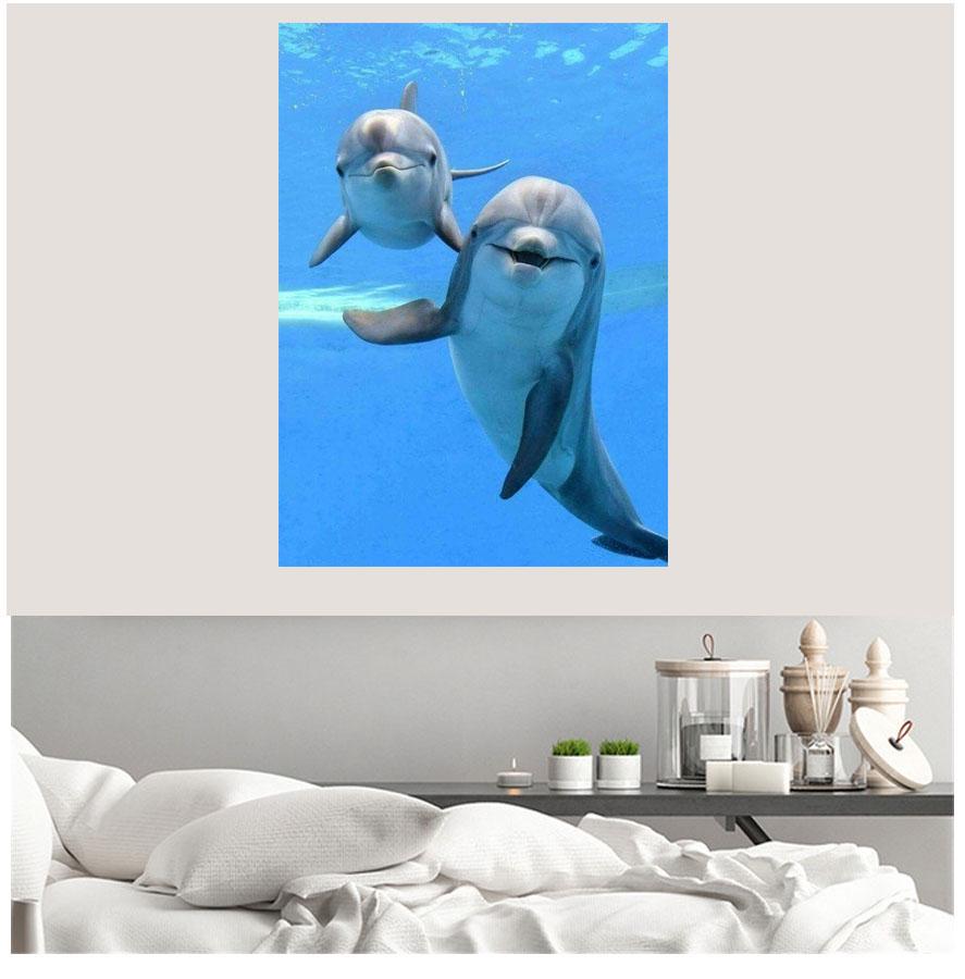 5D DIY Алмазная вышивка Дельфин Алмазная картина Вышивка крестом Полный алмаз Алмазная мозаика Украшение дома
