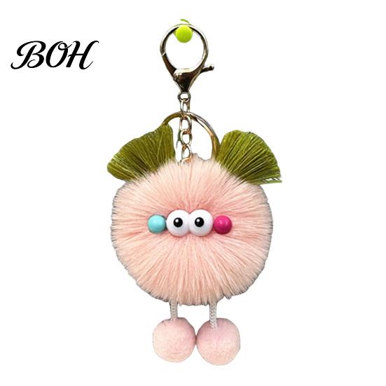 Fluffy Plush Ball Keychain Cartoon Keychain, Pompom with Metal Clasp, Backpacks Handbags Keys Decorative Pendant for Men Women Fuzzy Charm