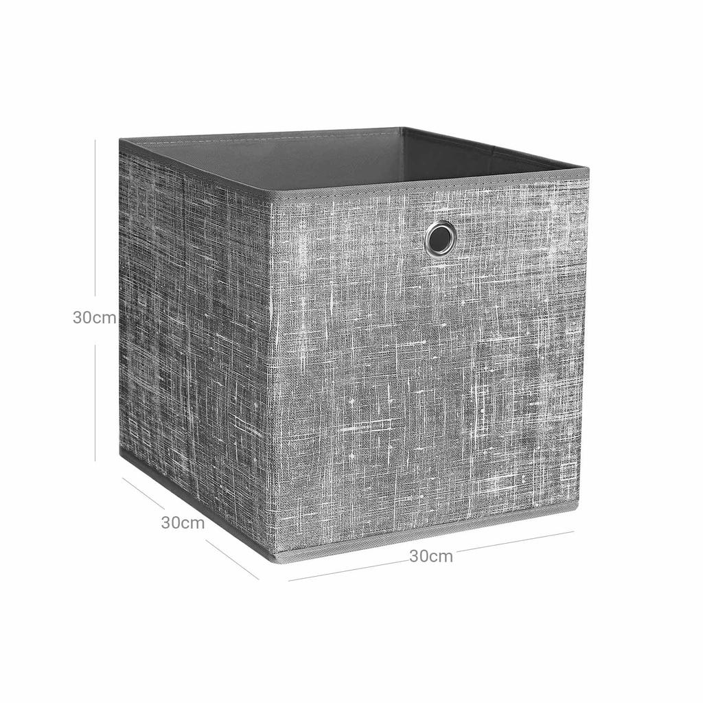 SONGMICS Foldable Storage Boxes, Set of 6 Non-Woven Fabric Storage Cubes, 30 x 30 x 30 cm, Toy Clothes Organiser Bins, Grey