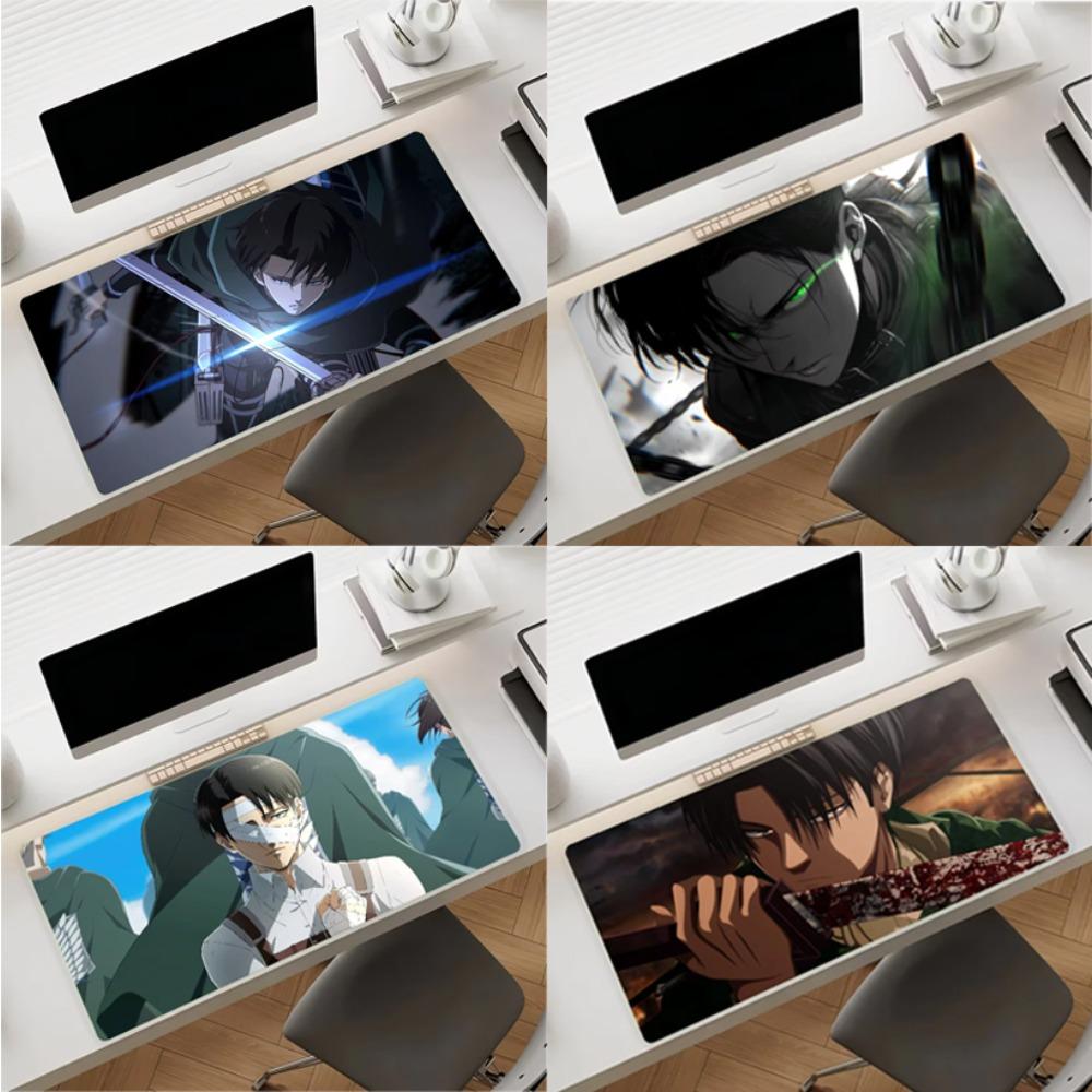 Gaming Mouse Pad Desk Mat Antislip Stitched Edges Dark Anime Man with Green Eyes Print Keyboard Pad for Gamer Home Office