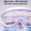Очки для плавания с большой оправой HD-линзой и противотуманными водонепроницаемыми очками для плавания для взрослых, душа, бассейна, для мужчин и женщин