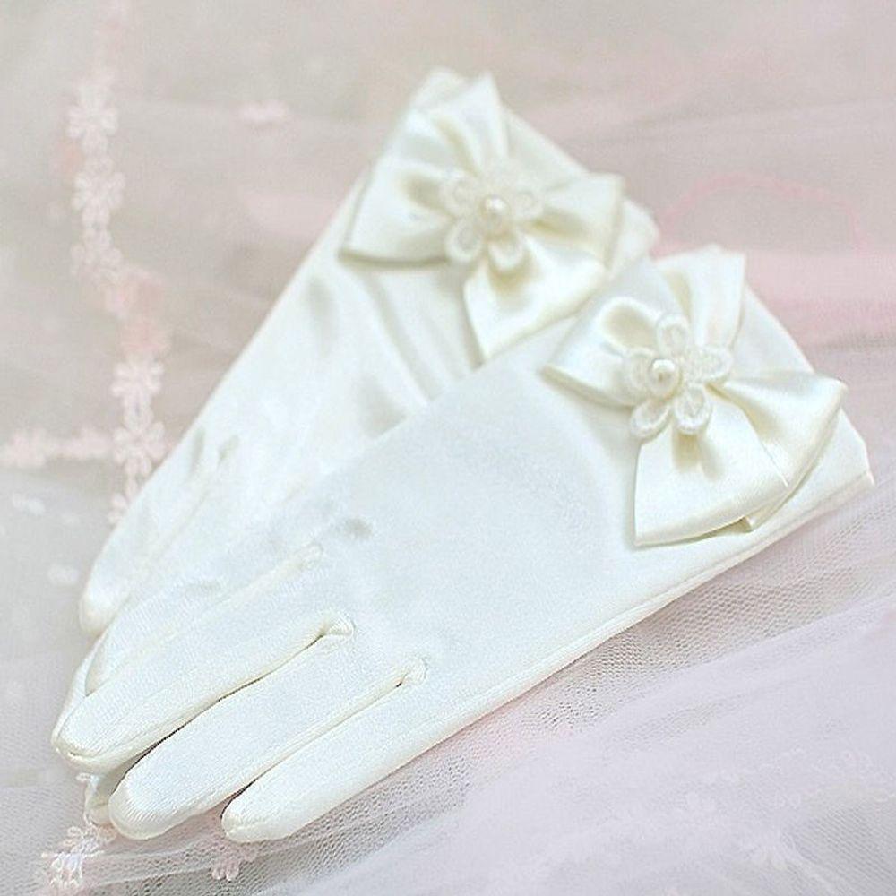 1pair Short Gloves Wedding Bowknot Gloves Princess Gloves Brief Paragraph Lady Gloves Dress Gloves