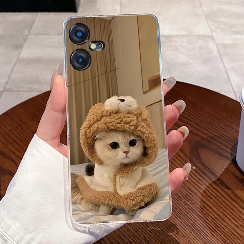 Чехол для Tecno Pova Neo 3 Чехол LH6n Силиконовый Эстетичный Модный Милый Кот Задняя Крышка Tecno Pova Neo 3 Прозрачный Чехол для Телефона