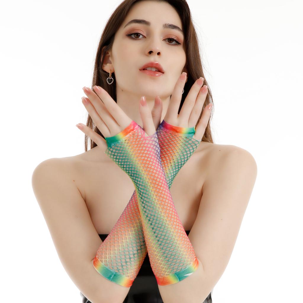 80s Scene Accessories Lone Fishnet Gloves Fingerless For Women Fish Net Arm Sleeve Mesh Emo Goth Punk