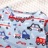 Newborn Baby Boy Cartoon Vehicle Print Long Sleeve Romper