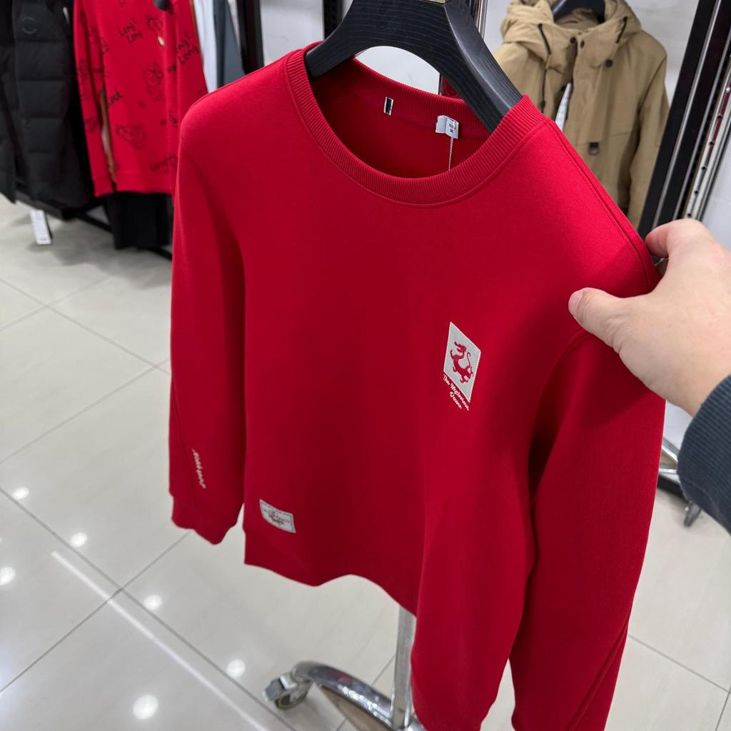 Красная худи с круглым вырезом H Brand Lucky для молодых мужчин - Повседневный пуловер с длинным рукавом 1W001