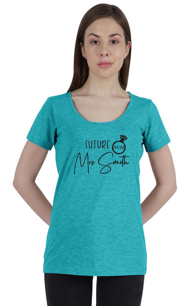Inkdotpot Персонализированная женская футболка с надписью «Будущая миссис» на свадьбу