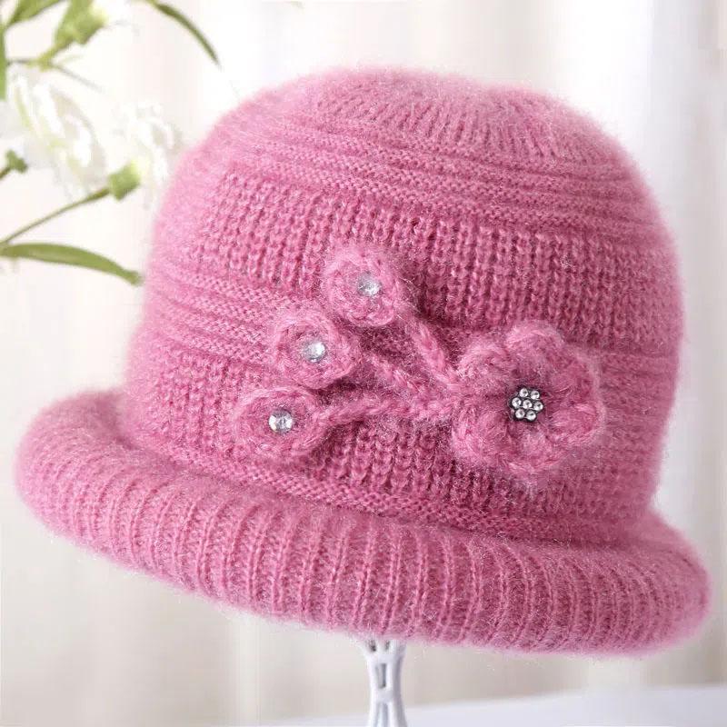 Зимняя шапка женская шерстяная шапка с кроликом плюшевая толстая вязаная шапка теплая хлопковая шапка