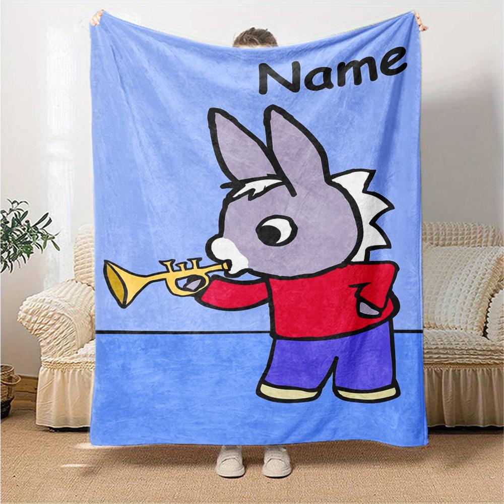 Custom Name Trotro Theme Printed Blanket Perfect For Couch Bed Travel Outdoor Use Machine Washable Cozy Durable