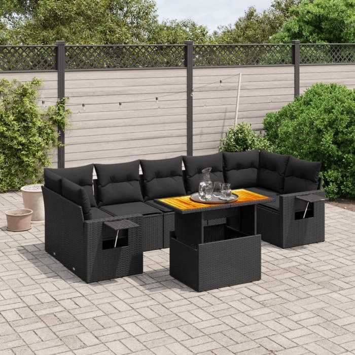 VidaXL Garden Lounge Set with Cushions 8 Pcs, Patio Sofas, Patio Furniture Set, Outdoor Furniture, Black 3271664