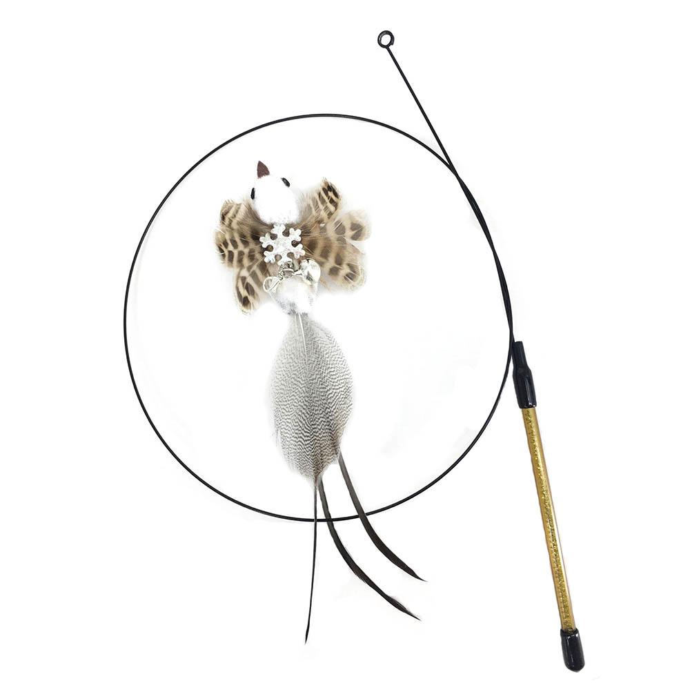 Simulation Bird Interactive Cat Toy Funny Feather Bird With Bell Cat Stick Toys For Kitten Playing Teaser Wand Toy