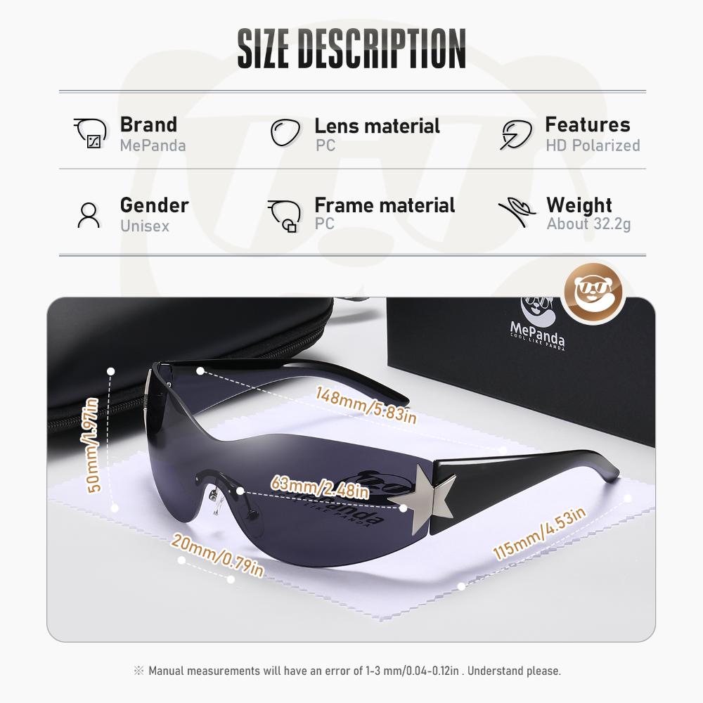 MePanda Унисекс универсальные поляризационные безрамочные солнцезащитные очки со встроенными персонализированными пятиконечными звездами, UV400