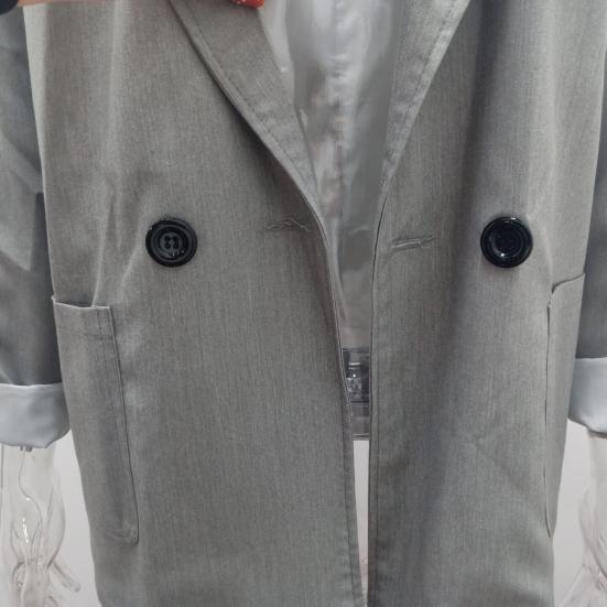 Блейзер офисный однобортный с длинным рукавом и большими карманами, модный, однотонный, с лацканами, для офиса