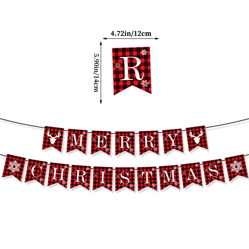 Christmas Decoration Snowflake Elk Plaid Letter Flag Spiral Balloon Set Customization