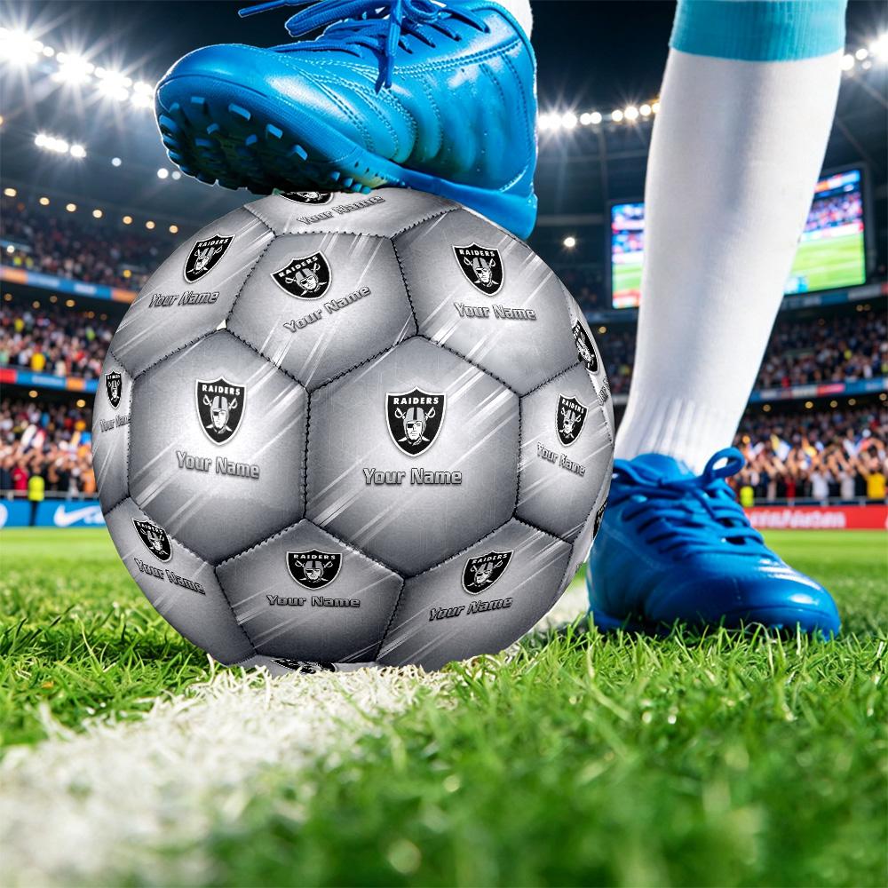 Las Vegas Raiders Size 5 Football, Custom Name Text Personalized Soccer Ball Sport Training Gift