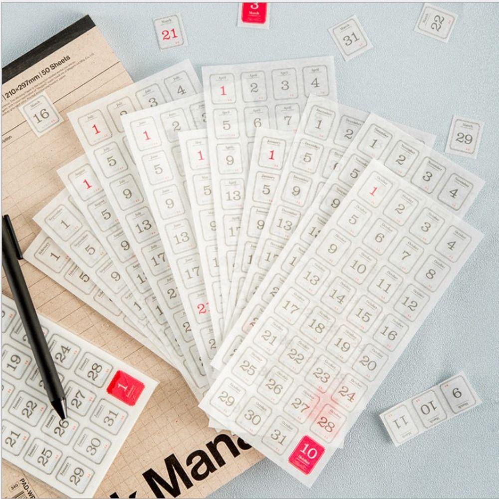 12 Pcs/pack Washi Calendar Sticker Collage Material Stationery Stickers  School Supplies