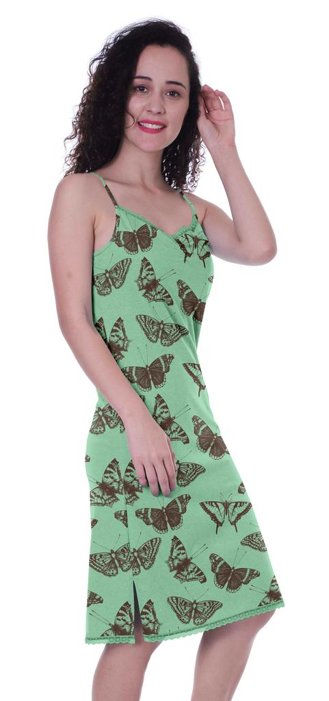 Moomaya Printed Spaghetti Strap Nightgown For Women s Lace V-Neck Sleepwear