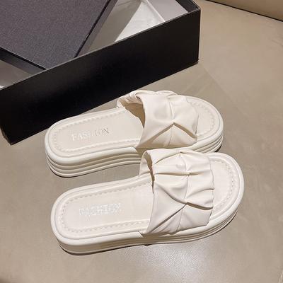 Однословные шлепанцы женские носят новые модные универсальные пляжные крутые шлепанцы на толстой подошве с нескользящей подошвой летом